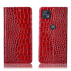 Custodia Portafoglio In Pelle Cover con Supporto H08P per Motorola Moto G50 5G Rosso