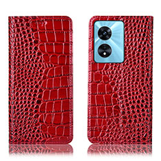 Custodia Portafoglio In Pelle Cover con Supporto H08P per Oppo A1 5G Rosso