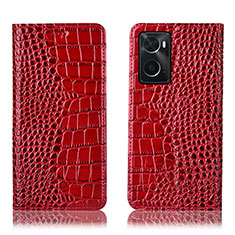 Custodia Portafoglio In Pelle Cover con Supporto H08P per Oppo A36 Rosso