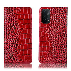 Custodia Portafoglio In Pelle Cover con Supporto H08P per Oppo A54 5G Rosso