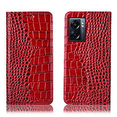 Custodia Portafoglio In Pelle Cover con Supporto H08P per Oppo A57 5G Rosso