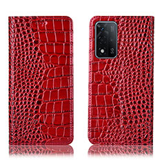 Custodia Portafoglio In Pelle Cover con Supporto H08P per Oppo A93s 5G Rosso