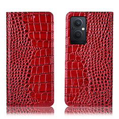 Custodia Portafoglio In Pelle Cover con Supporto H08P per Oppo F21s Pro 5G Rosso