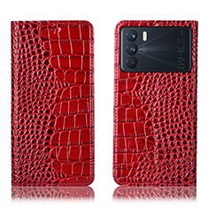 Custodia Portafoglio In Pelle Cover con Supporto H08P per Oppo K9 Pro 5G Rosso