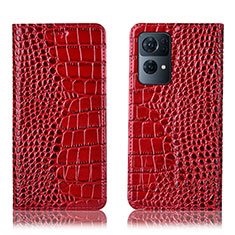 Custodia Portafoglio In Pelle Cover con Supporto H08P per Oppo Reno7 Pro 5G Rosso