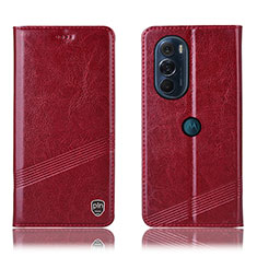 Custodia Portafoglio In Pelle Cover con Supporto H09P per Motorola Moto Edge Plus (2022) 5G Rosso