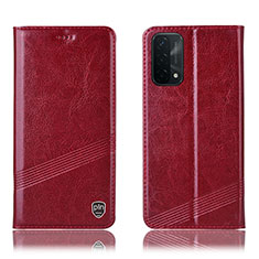 Custodia Portafoglio In Pelle Cover con Supporto H09P per Oppo A54 5G Rosso