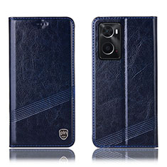 Custodia Portafoglio In Pelle Cover con Supporto H09P per Oppo A76 Blu