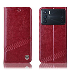 Custodia Portafoglio In Pelle Cover con Supporto H09P per Oppo K9 Pro 5G Rosso