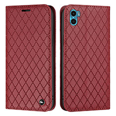 Custodia Portafoglio In Pelle Cover con Supporto H09X per Motorola Moto E22S Rosso