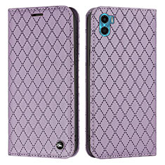 Custodia Portafoglio In Pelle Cover con Supporto H09X per Motorola Moto E32 India Viola