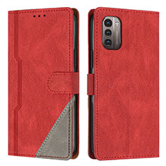 Custodia Portafoglio In Pelle Cover con Supporto H09X per Nokia G11 Rosso