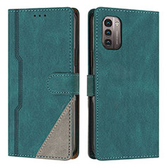 Custodia Portafoglio In Pelle Cover con Supporto H09X per Nokia G11 Verde