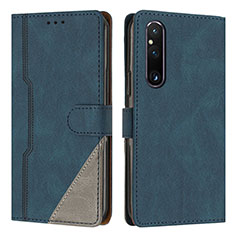 Custodia Portafoglio In Pelle Cover con Supporto H09X per Sony Xperia 1 V Blu