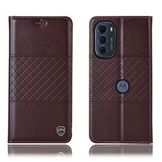 Custodia Portafoglio In Pelle Cover con Supporto H10P per Motorola Moto Edge (2022) 5G Marrone