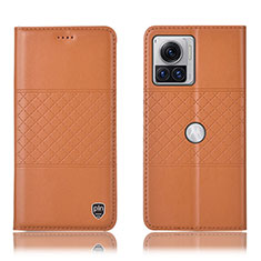 Custodia Portafoglio In Pelle Cover con Supporto H10P per Motorola Moto Edge 30 Ultra 5G Arancione