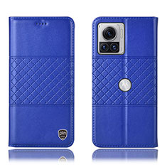 Custodia Portafoglio In Pelle Cover con Supporto H10P per Motorola Moto Edge 30 Ultra 5G Blu