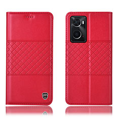 Custodia Portafoglio In Pelle Cover con Supporto H10P per Oppo A36 Rosso