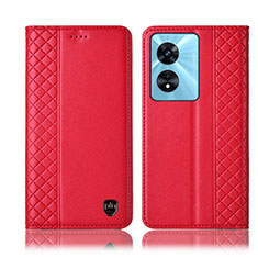 Custodia Portafoglio In Pelle Cover con Supporto H10P per Oppo A38 Rosso