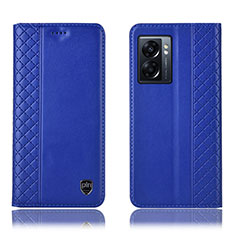Custodia Portafoglio In Pelle Cover con Supporto H10P per Oppo A56S 5G Blu