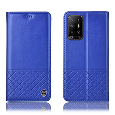 Custodia Portafoglio In Pelle Cover con Supporto H10P per Oppo F19 Pro+ Plus 5G Blu