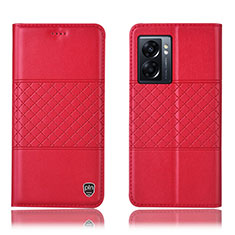 Custodia Portafoglio In Pelle Cover con Supporto H10P per Oppo K10 5G India Rosso