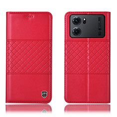 Custodia Portafoglio In Pelle Cover con Supporto H10P per Oppo K10 5G Rosso