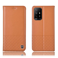 Custodia Portafoglio In Pelle Cover con Supporto H10P per Oppo Reno5 Z 5G Arancione