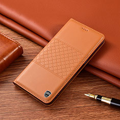 Custodia Portafoglio In Pelle Cover con Supporto H10P per Sony Xperia Ace II Arancione