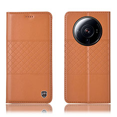 Custodia Portafoglio In Pelle Cover con Supporto H10P per Xiaomi Mi 12 Ultra 5G Arancione