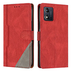 Custodia Portafoglio In Pelle Cover con Supporto H10X per Motorola Moto E13 Rosso