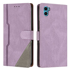 Custodia Portafoglio In Pelle Cover con Supporto H10X per Motorola Moto E22S Viola