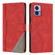 Custodia Portafoglio In Pelle Cover con Supporto H10X per Motorola Moto Edge 30 Lite 5G Rosso