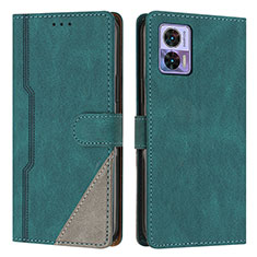 Custodia Portafoglio In Pelle Cover con Supporto H10X per Motorola Moto Edge 30 Neo 5G Verde