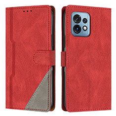 Custodia Portafoglio In Pelle Cover con Supporto H10X per Motorola Moto Edge Plus (2023) 5G Rosso