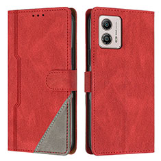 Custodia Portafoglio In Pelle Cover con Supporto H10X per Motorola Moto G53 5G Rosso