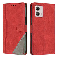 Custodia Portafoglio In Pelle Cover con Supporto H10X per Motorola Moto G53j 5G Rosso