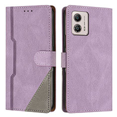 Custodia Portafoglio In Pelle Cover con Supporto H10X per Motorola Moto G53y 5G Viola