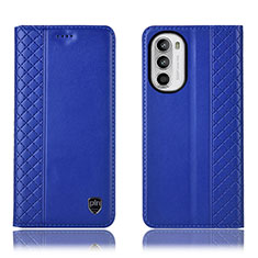 Custodia Portafoglio In Pelle Cover con Supporto H11P per Motorola Moto Edge (2022) 5G Blu