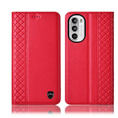 Custodia Portafoglio In Pelle Cover con Supporto H11P per Motorola Moto Edge (2022) 5G Rosso