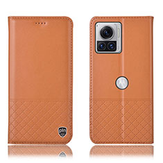 Custodia Portafoglio In Pelle Cover con Supporto H11P per Motorola Moto Edge 30 Ultra 5G Arancione