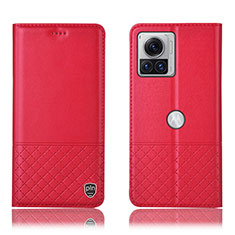 Custodia Portafoglio In Pelle Cover con Supporto H11P per Motorola Moto Edge 30 Ultra 5G Rosso