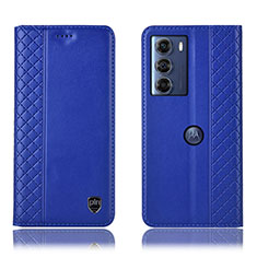 Custodia Portafoglio In Pelle Cover con Supporto H11P per Motorola Moto G200 5G Blu