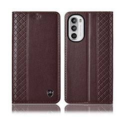 Custodia Portafoglio In Pelle Cover con Supporto H11P per Motorola Moto G71s 5G Marrone