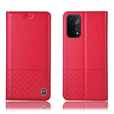 Custodia Portafoglio In Pelle Cover con Supporto H11P per Oppo A54 5G Rosso