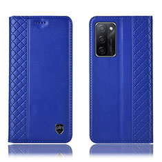 Custodia Portafoglio In Pelle Cover con Supporto H11P per Oppo A55S 5G Blu