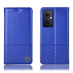 Custodia Portafoglio In Pelle Cover con Supporto H11P per Oppo A96 5G Blu