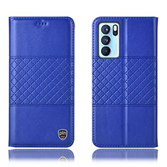 Custodia Portafoglio In Pelle Cover con Supporto H11P per Oppo Reno6 Pro 5G India Blu
