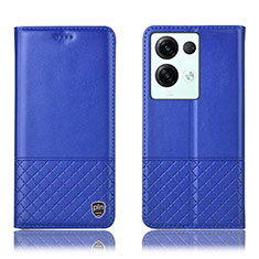 Custodia Portafoglio In Pelle Cover con Supporto H11P per Oppo Reno8 Pro 5G Blu