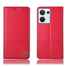 Custodia Portafoglio In Pelle Cover con Supporto H11P per Oppo Reno9 Pro 5G Rosso